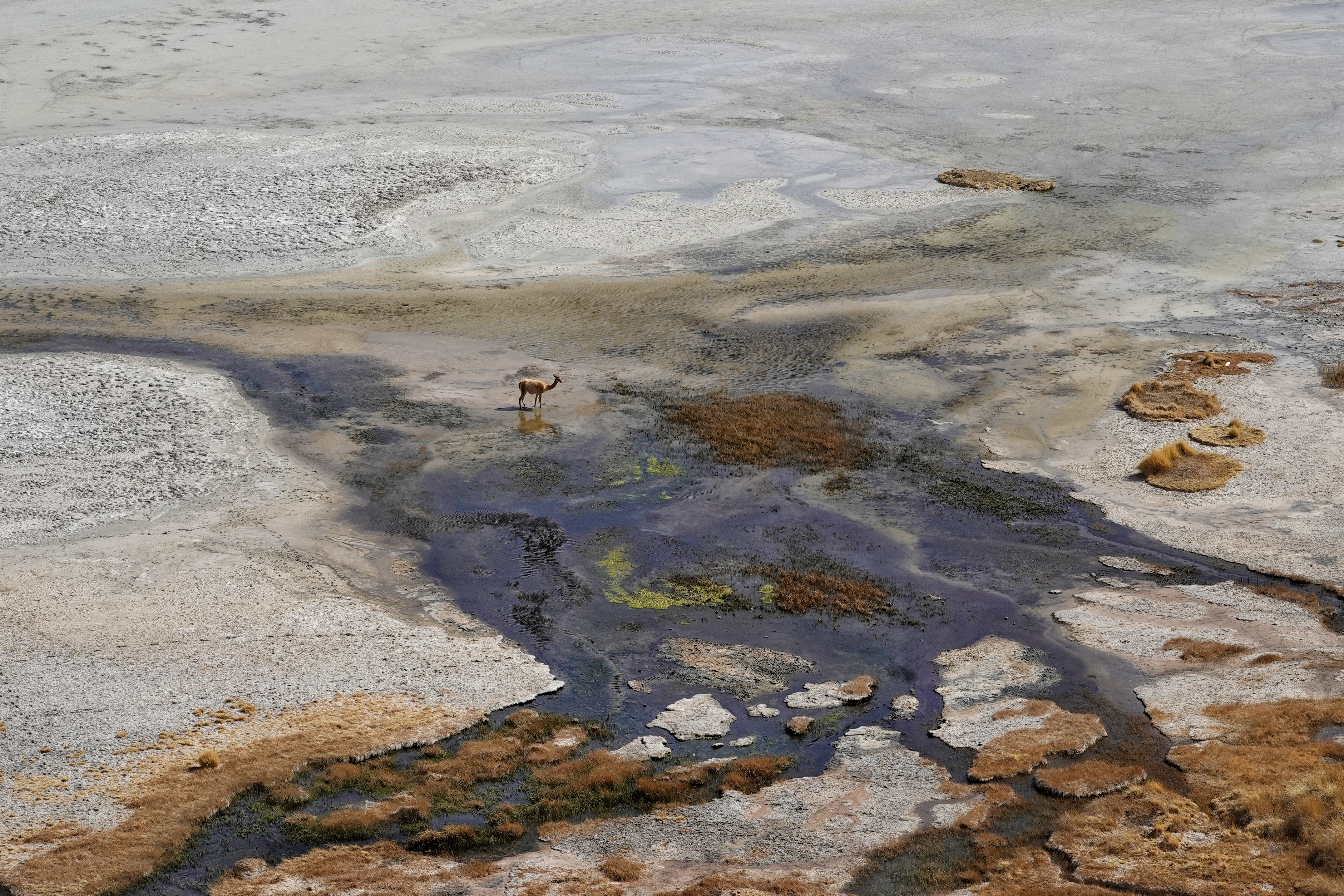 Sol coloré et eau minérale